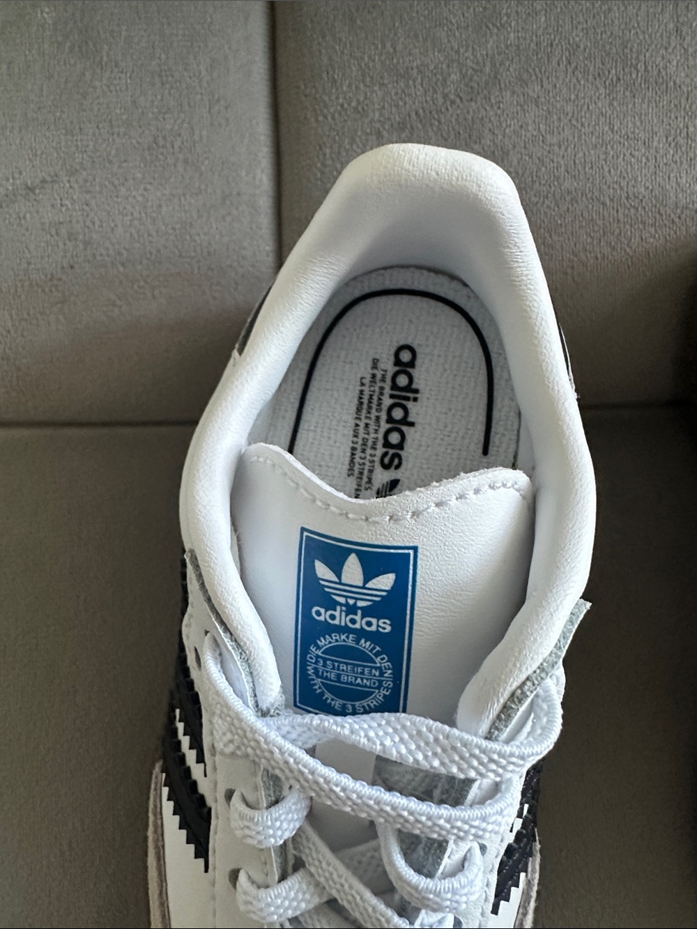 adidas Kids Samba Sneakers in White and Black with Gum Sole - Picture 11 of 13